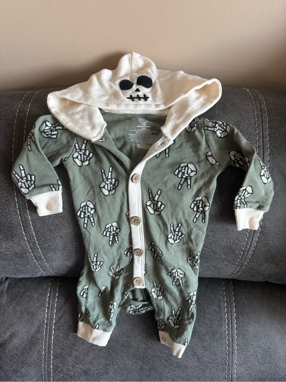 Skull Hooded Baby One-Piece